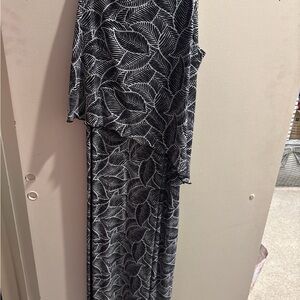 Black and White Leaf Pattern Dress